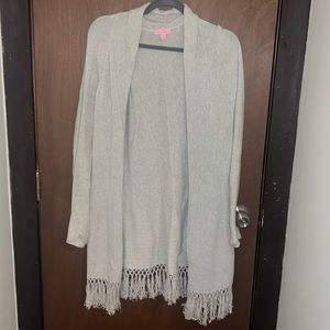 Lilly Pulitzer Tatum silver fridge cardigan sz L 🩶